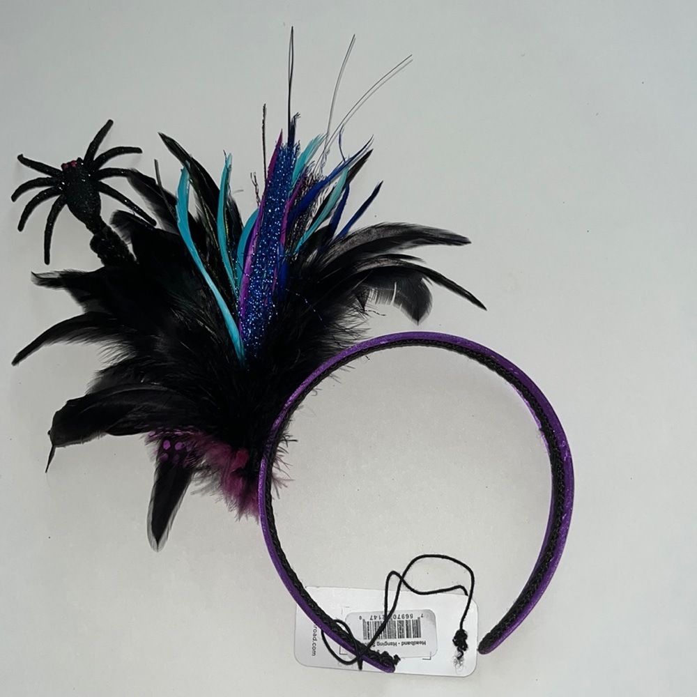 🕷️ SPIDER & FEATHER FASCINATOR HEADBAND Halloween Costume NWT